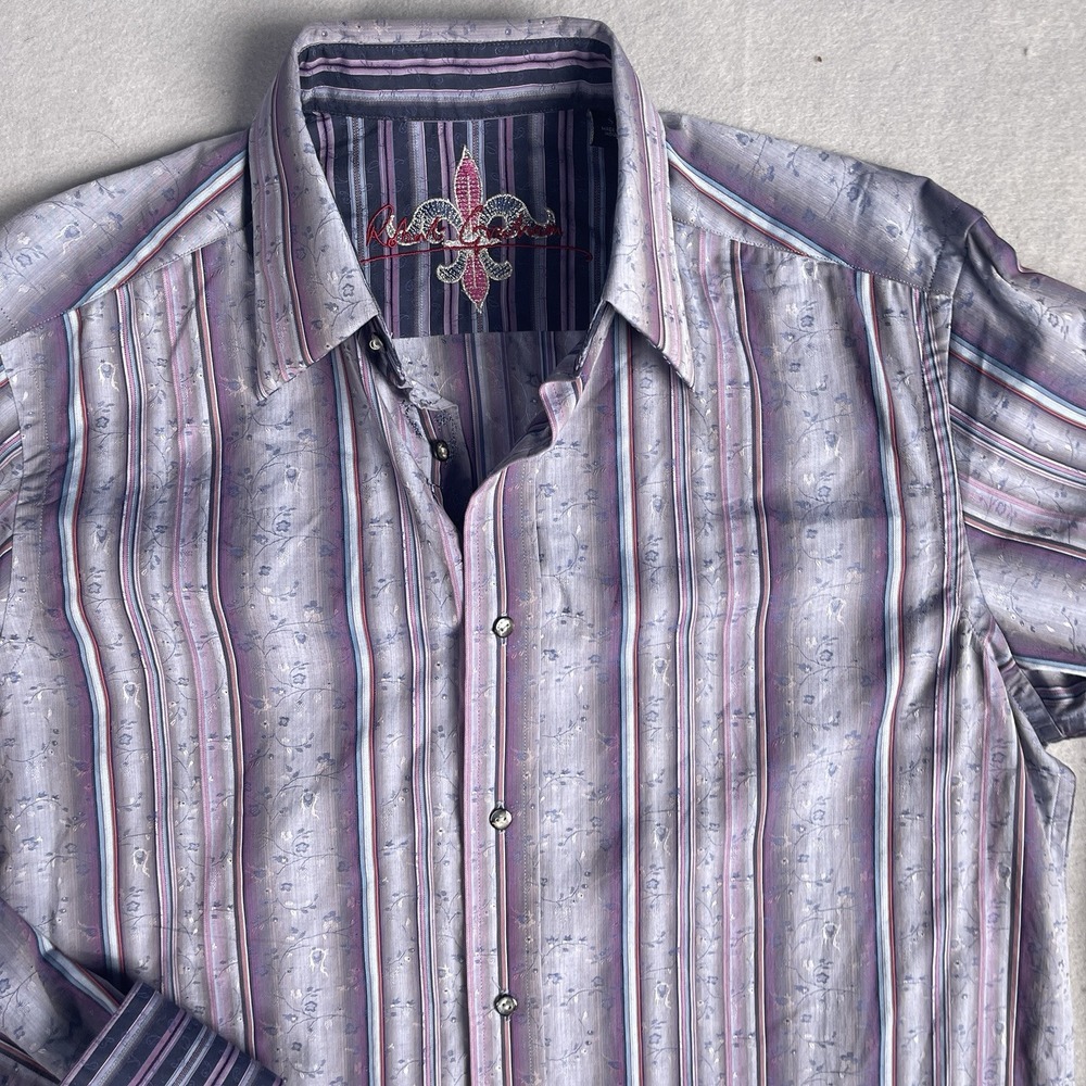 Robert Graham Casual Button Front Oxford Shirt Men Small Long Sleeve‎ Striped - Picture 3 of 11